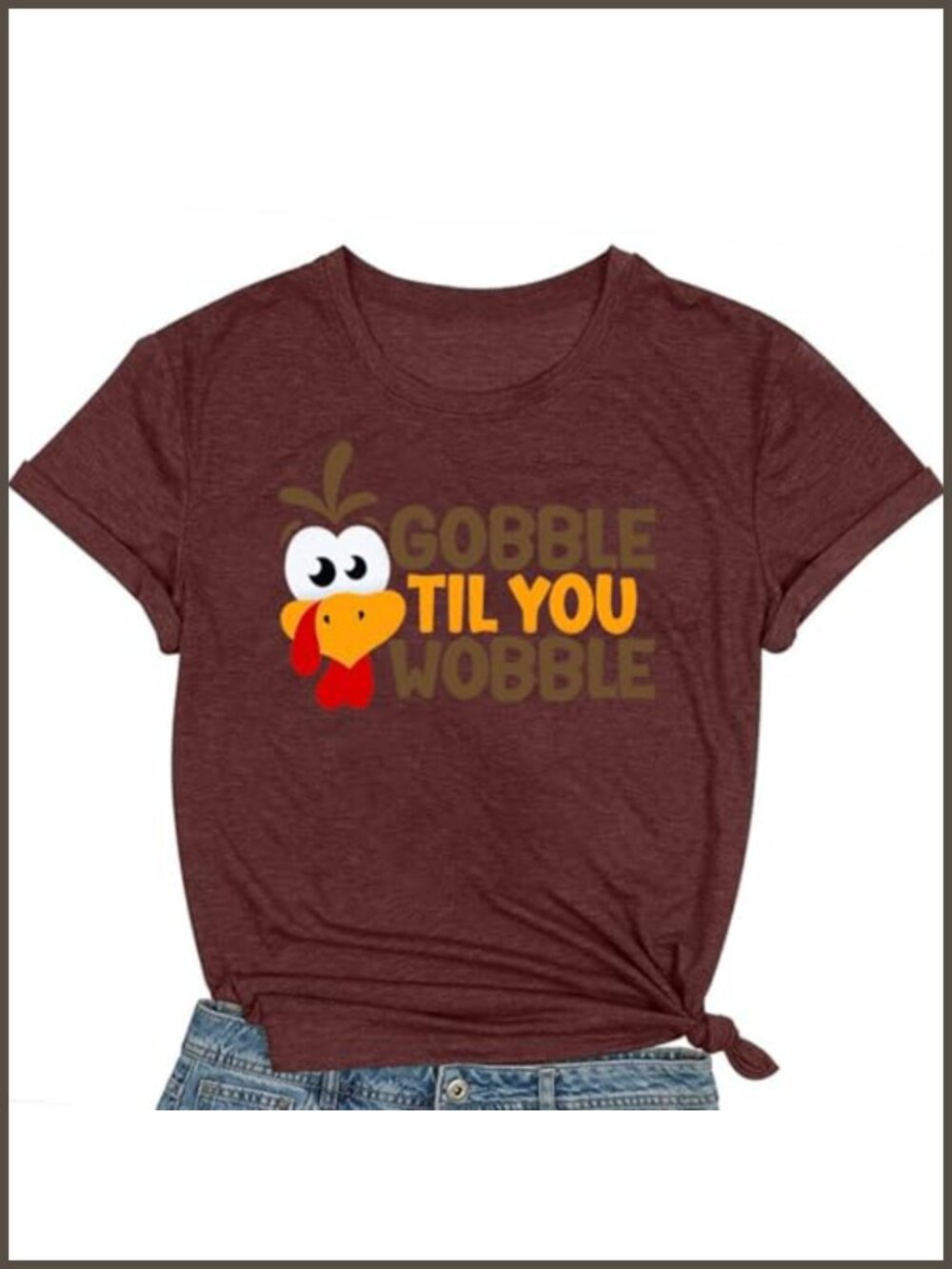 Thanksgiving Turkey Graphic Tee Gobble Til You Wobble Short Sleeve Women's Top